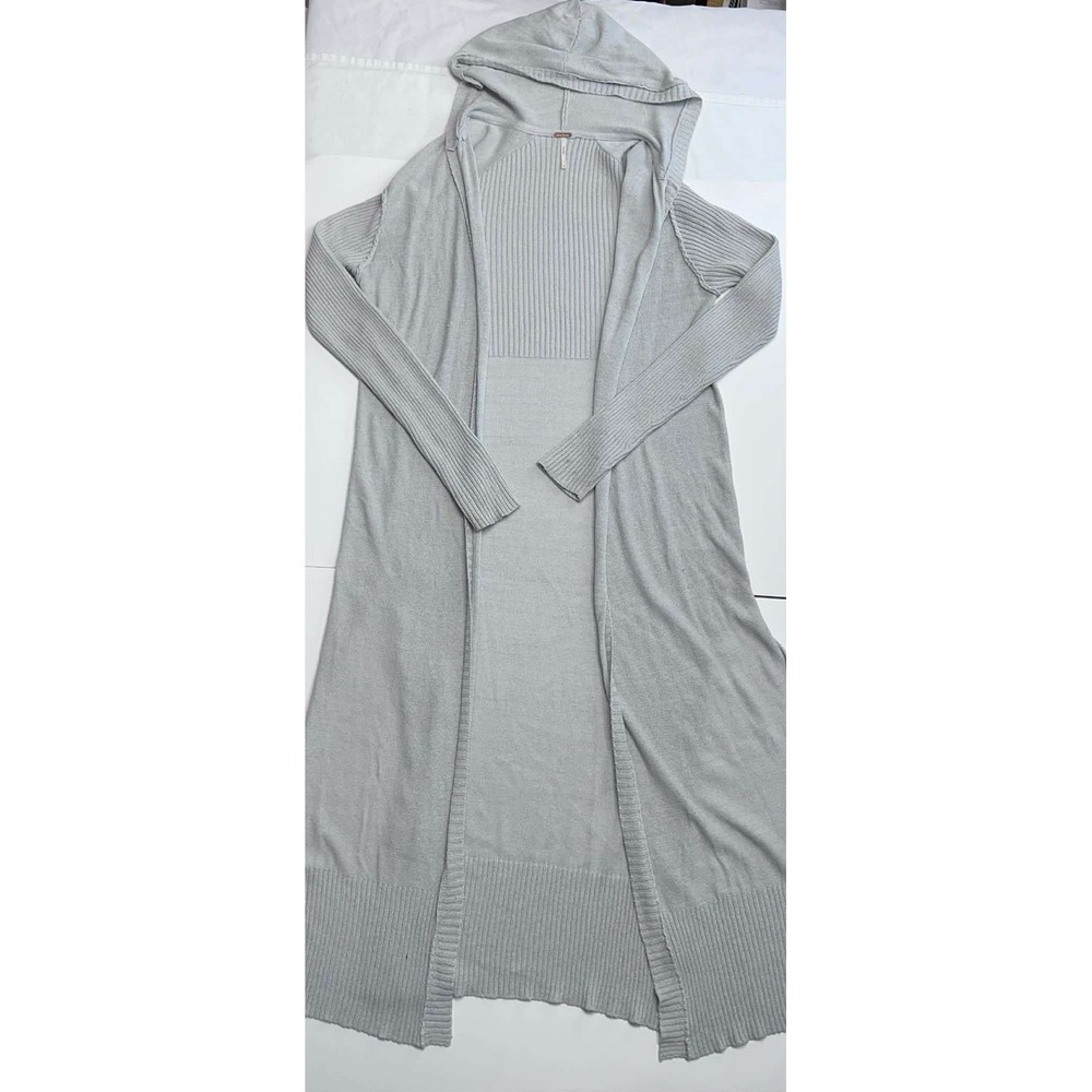 Free People minimalist casual gray hooded open cardigan womens medium